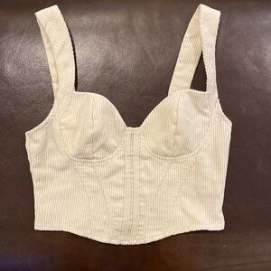 Shein Beige Zipper Back Bustier Tank Top